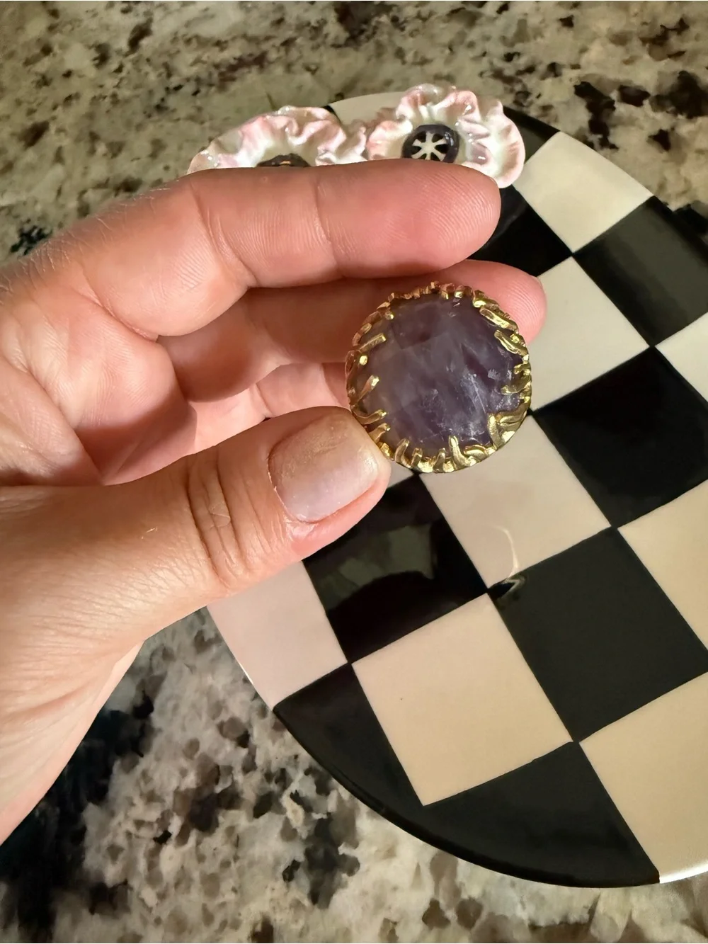 Sheila Fajl Purple Amethyst & Gold-plated Bronze Dome Statement Ring, sz. 11